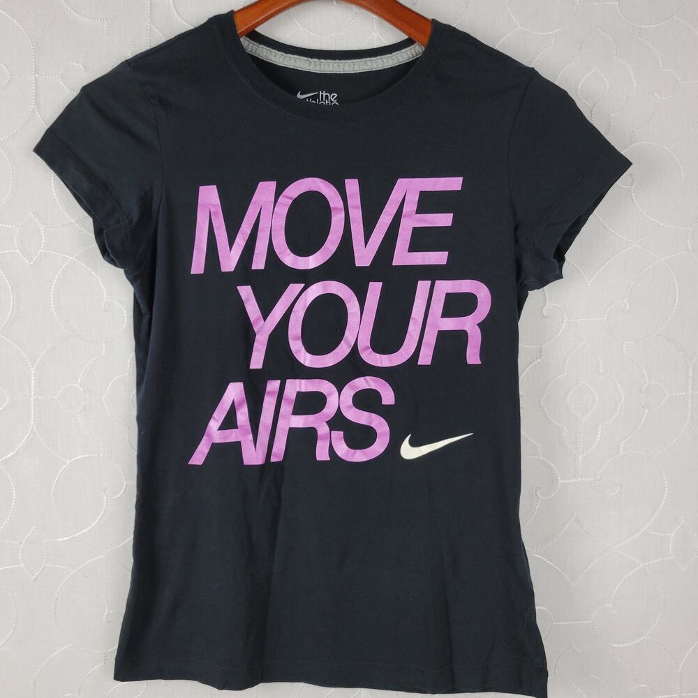 Nike x The Athletic Dept Womens T-shirt Size L Blue Move Your Airs Slim Fit Tee